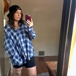 Sonoma blue and white oversized plaid flannel